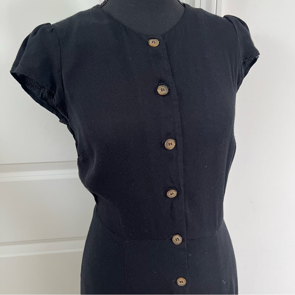 Reformation Fauna Dress Black - Size 8 Button Down - Picture 3 of 8